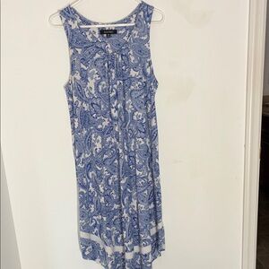 Ellen Tracy Blue and White Paisley Dress
